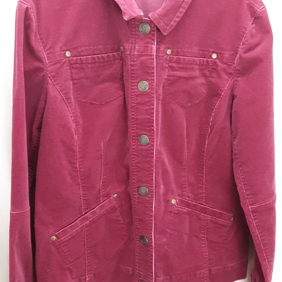 Amber Sun Jacket Corduroy Burgundy Red Womens Large Snap Front - Picture 11 of 16